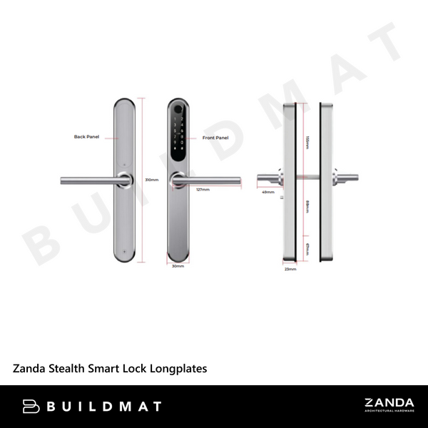 Zanda Stealth Smart Lock Longplates Brushed Nickel