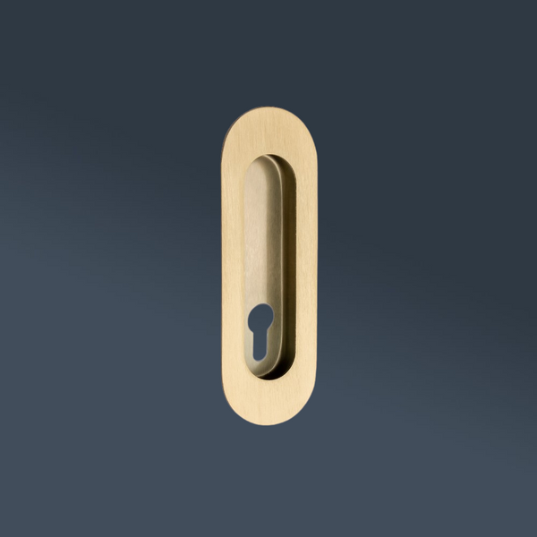 Zanda Duke Flush Pull with Euro Cutout 120mm Satin Brass