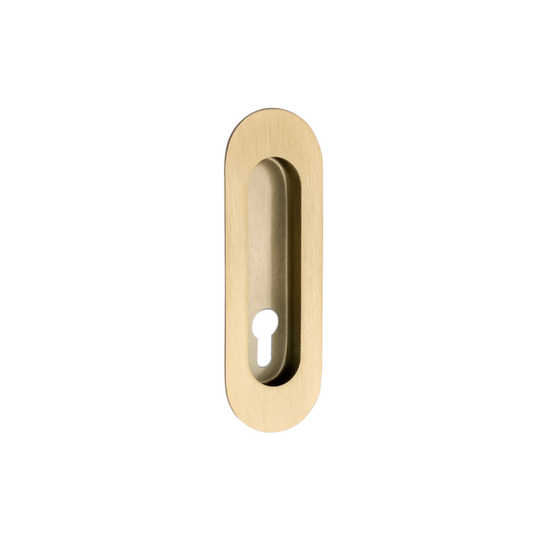 Zanda Duke Flush Pull with Euro Cutout 120mm Satin Brass