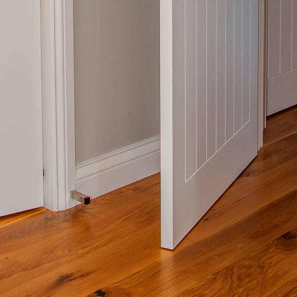 Zanda Square Skirting Fix Door Stop 80mm Brushed Nickel