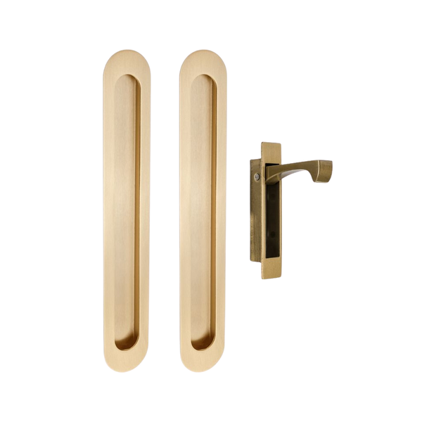 Zanda Duke Flush Pull Kit 250mm Satin Brass