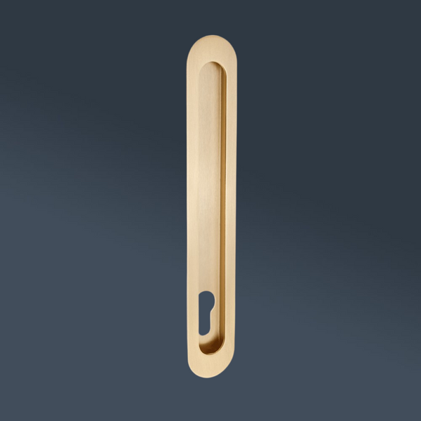 Zanda Duke Flush Pull with Euro Cutout 250mm Satin Brass
