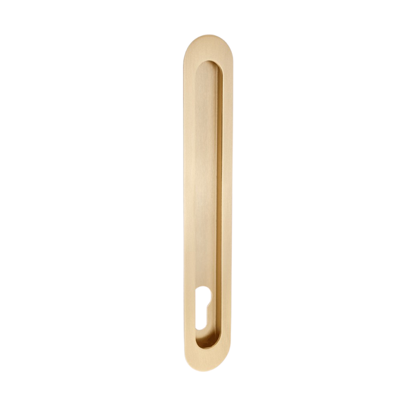 Zanda Duke Flush Pull with Euro Cutout 250mm Satin Brass