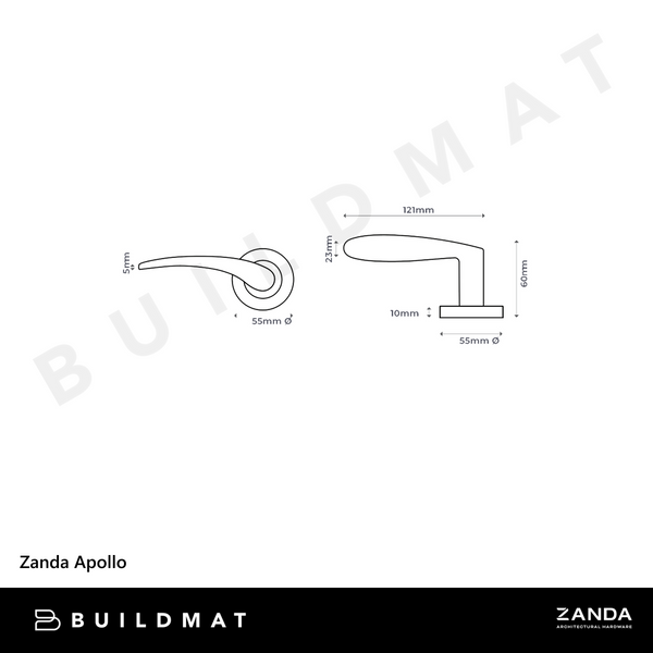 Zanda Apollo Dummy Lever Set Door Handle Satin Chrome