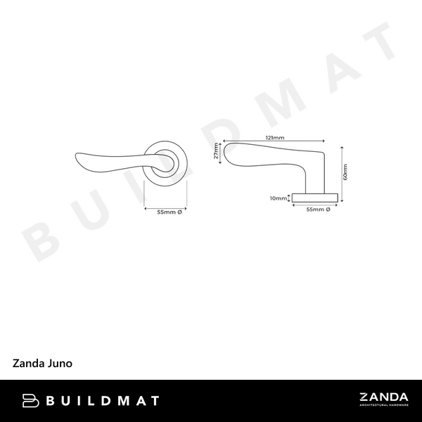 Zanda Juno Lever Set Door Handle Only Brushed Nickel
