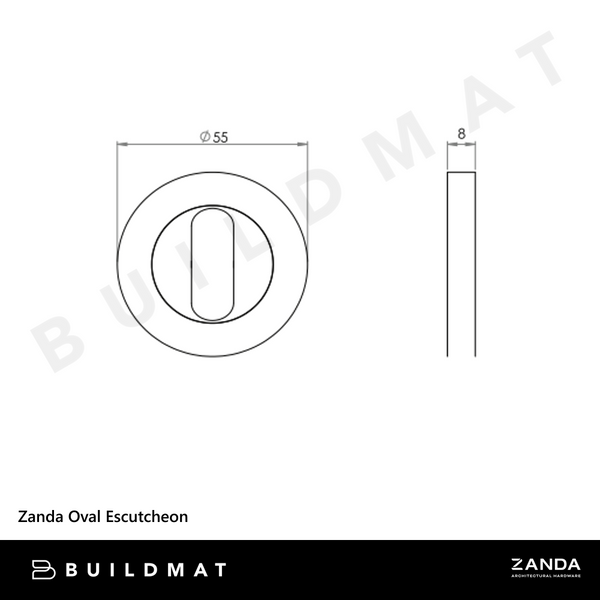 Zanda Oval Escutcheon 55mm Satin Brass