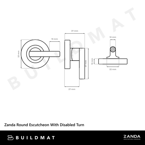 Zanda Round Escutcheon With Disabled Turn Graphite Nickel