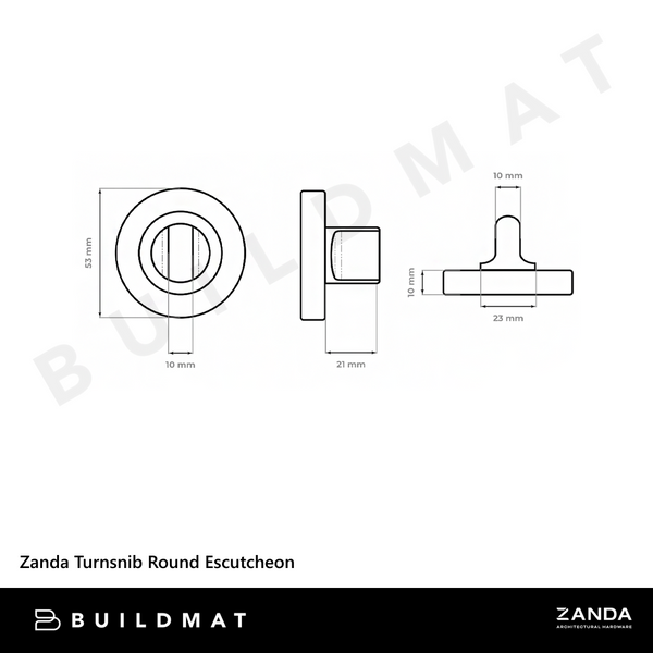 Zanda Turn Snib Round Escutcheon Graphite Nickel