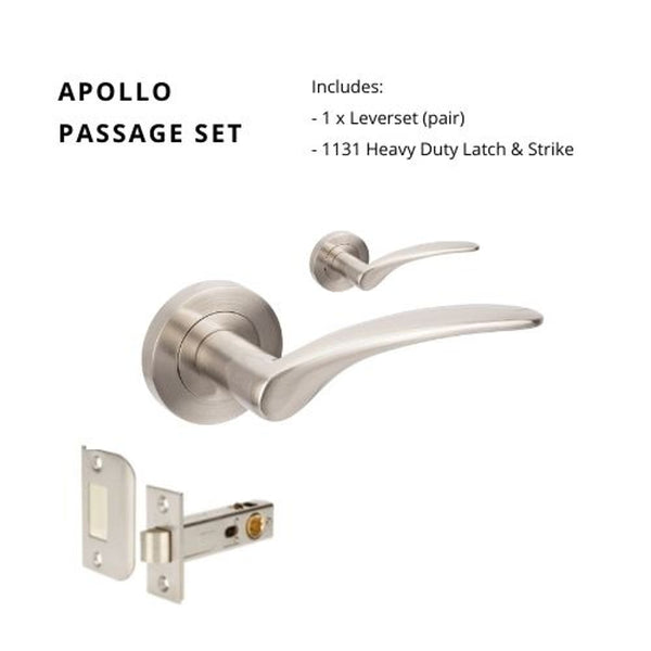 Zanda Apollo Passage Set Door Handle Brushed Nickel