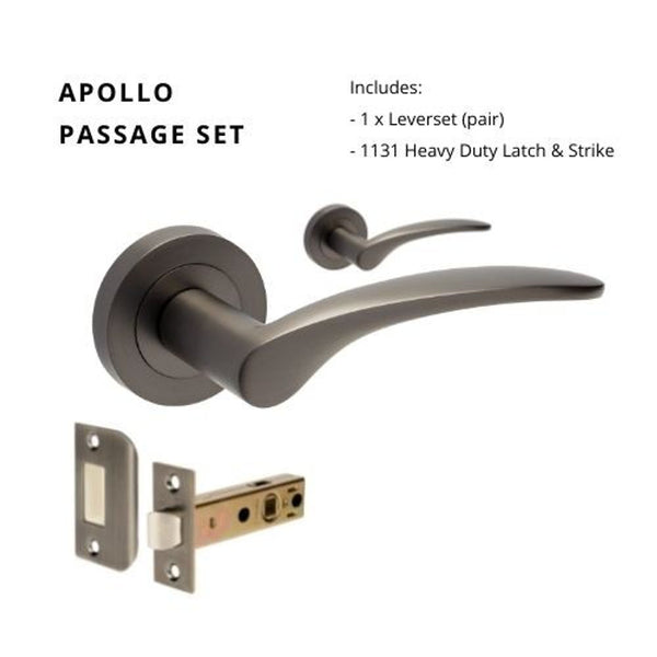 Zanda Apollo Passage Lever Set Door Handle Graphite Nickel