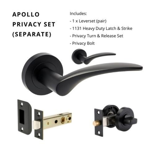 Zanda Apollo Privacy Lever Set Door Handle Matte Black