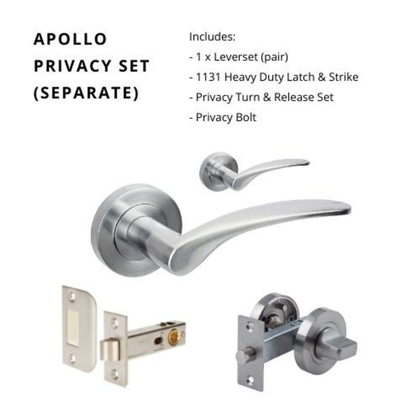 Zanda Apollo Separate Privacy Lever Set Door Handle Satin Chrome