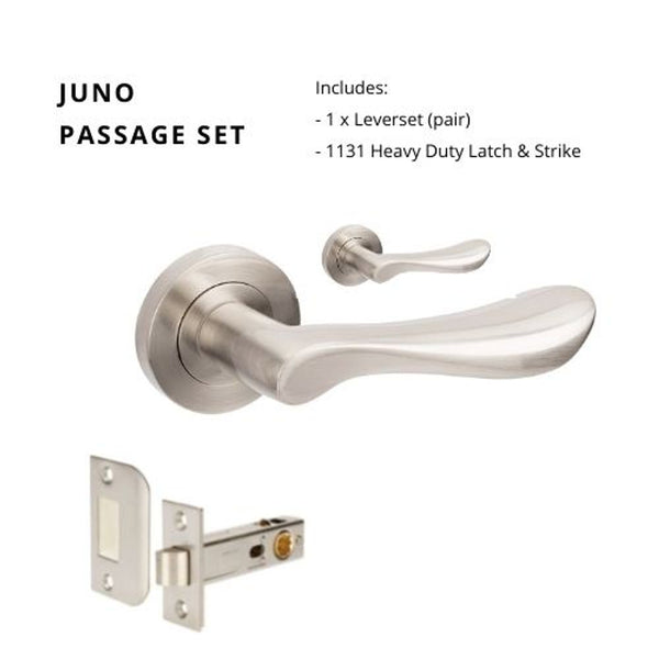 Zanda Juno Passage Lever Set Door Handle Brushed Nickel