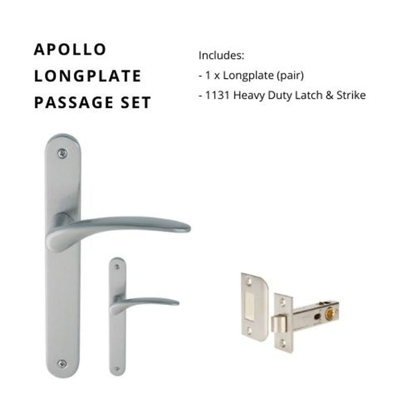 Zanda Apollo Passage Longplate Door Handle Satin Chrome