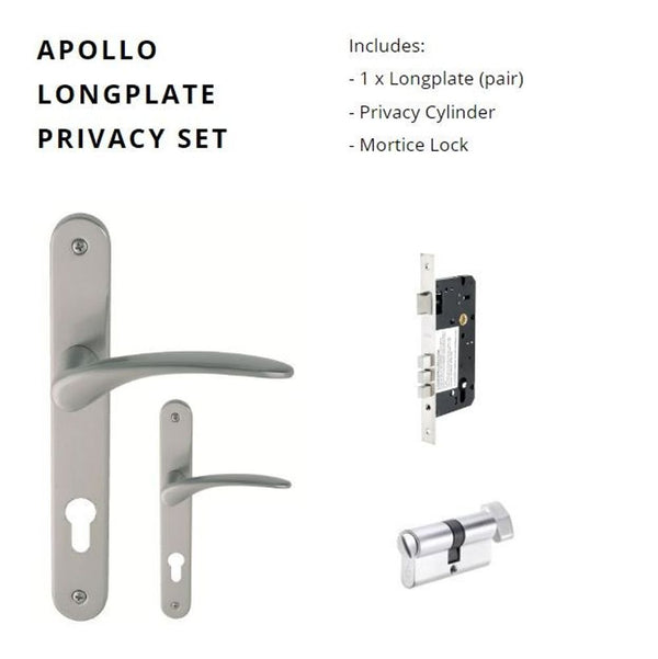 Zanda Apollo Privacy Longplate Door Handle Satin Chrome