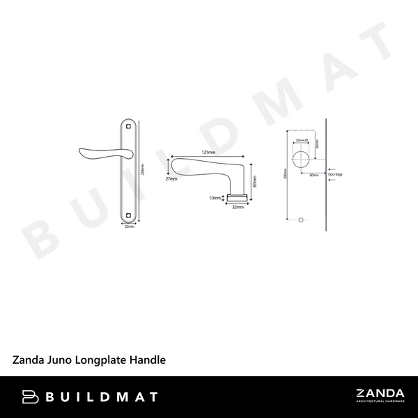 Zanda Juno Longplate Door Handle Entrance Set Brushed Nickel