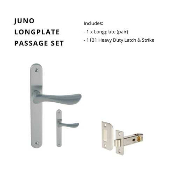 Zanda Juno Passage Longplate Door Handle Brushed Nickel