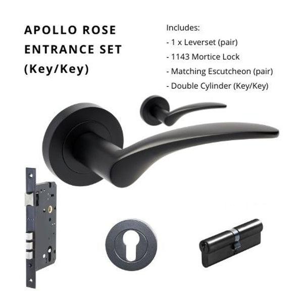 Zanda Apollo Entrance Set Lever Door Handle Matte Black