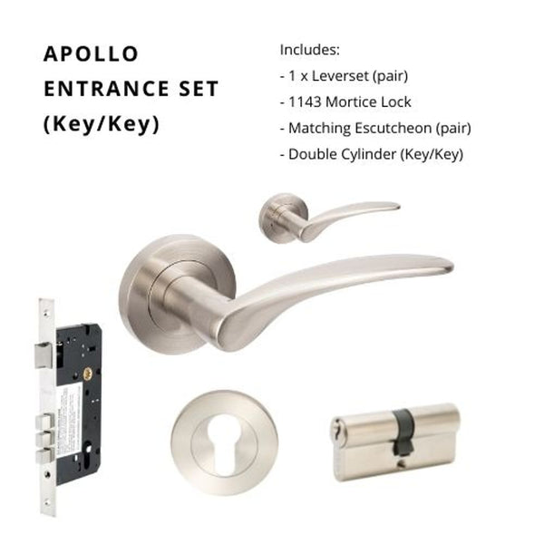 Zanda Apollo Entrance Set Lever Door Handle Brushed Nickel
