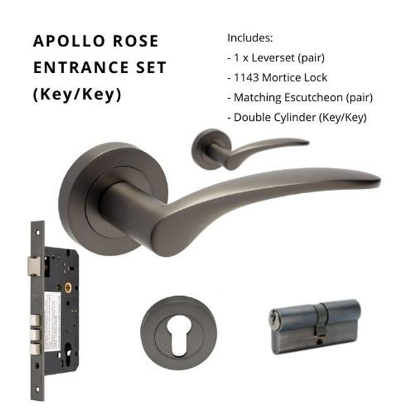 Zanda Apollo Entrance Set Lever Door Handle Graphite Nickel
