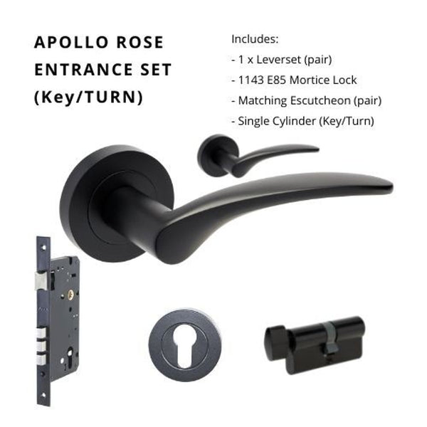Zanda Apollo Entrance Set Lever Door Handle Matte Black