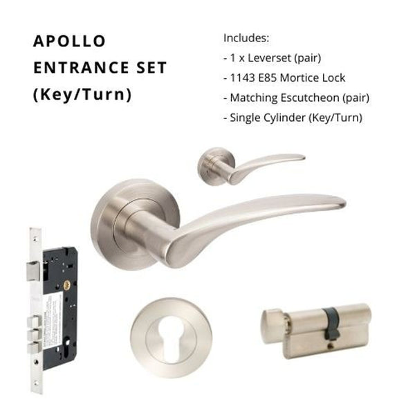 Zanda Apollo Entrance Set Lever Door Handle Brushed Nickel
