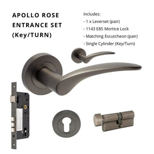 Zanda Apollo Entrance Set Lever Door Handle Graphite Nickel
