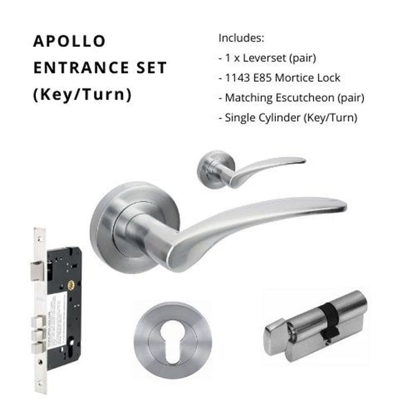 Zanda Apollo Entrance Set Lever Door Handle Satin Chrome
