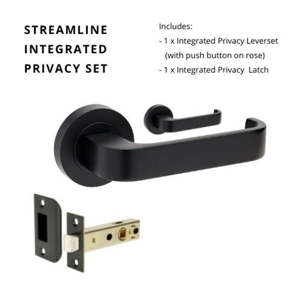 Zanda Streamline Privacy Lever Set Door Handle Matte Black