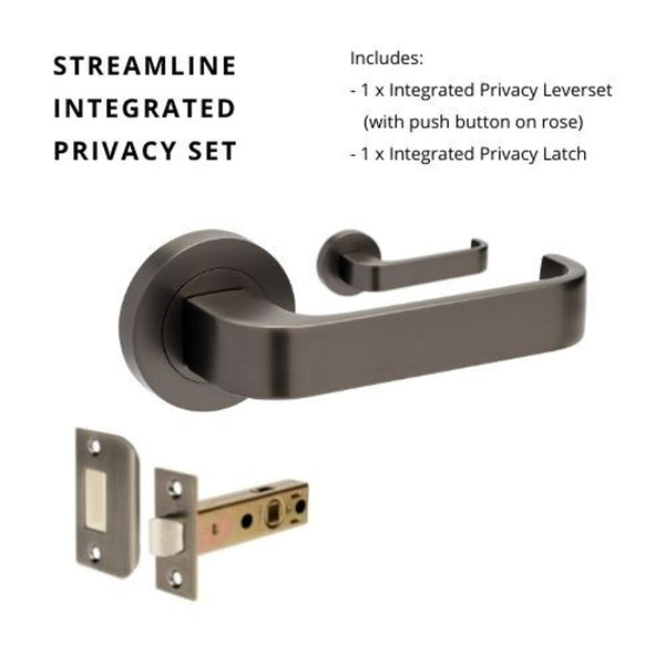 Zanda Streamline Privacy Lever Set Door Handle Graphite Nickel