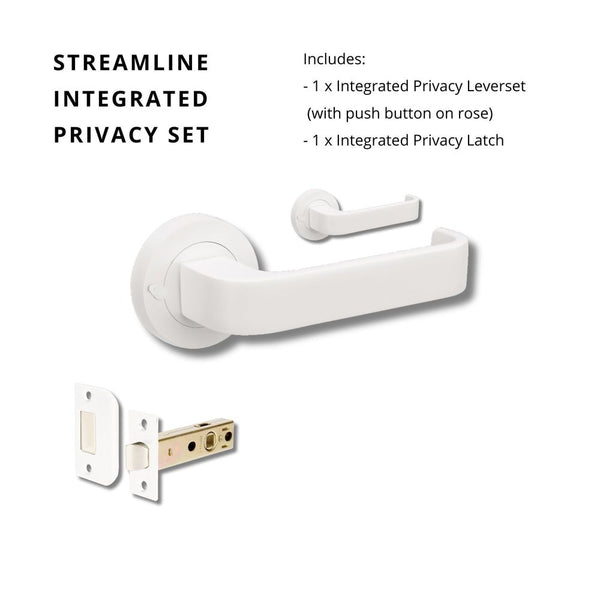Zanda Streamline Integrated Privacy Lever Set Door Handle Matte White
