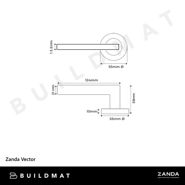 Zanda Vector Passage Lever Set Door Handle Matte Black