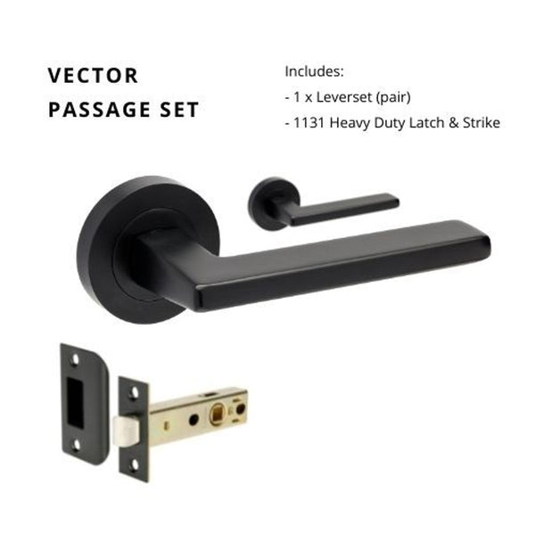 Zanda Vector Passage Lever Set Door Handle Matte Black