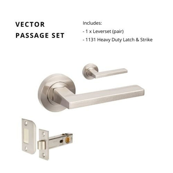 Zanda Vector Passage Lever Set Door Handle Brushed Nickel