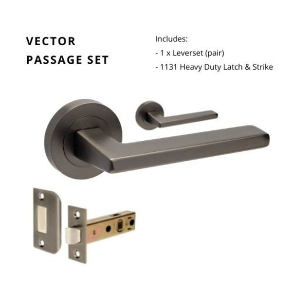 Zanda Vector Passage Lever Set Door Handle Graphite Nickel