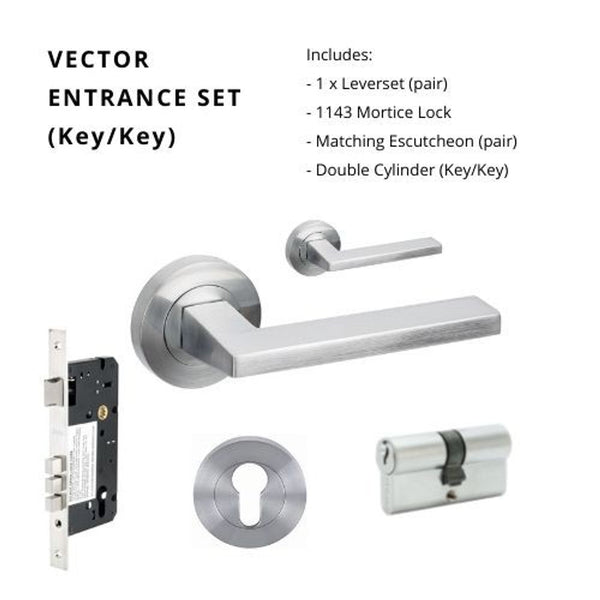Zanda Vector Entrance Set Satin Chrome