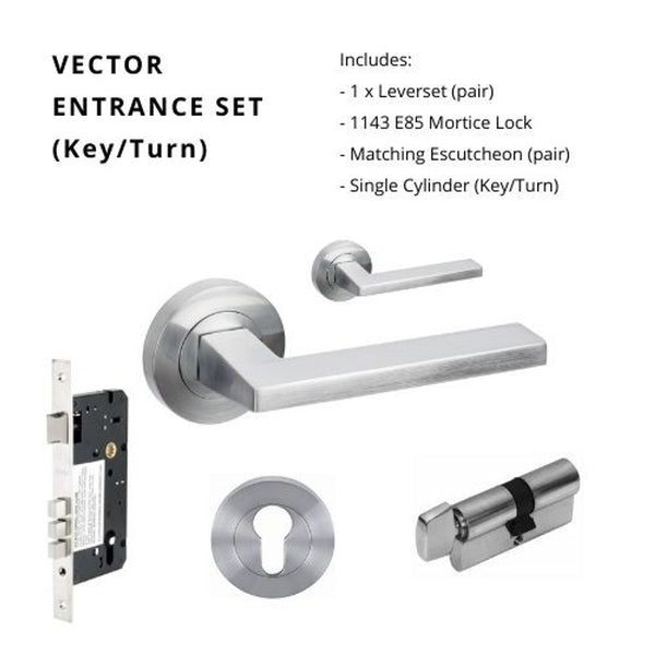 Zanda Vector Entrance Set Satin Chrome