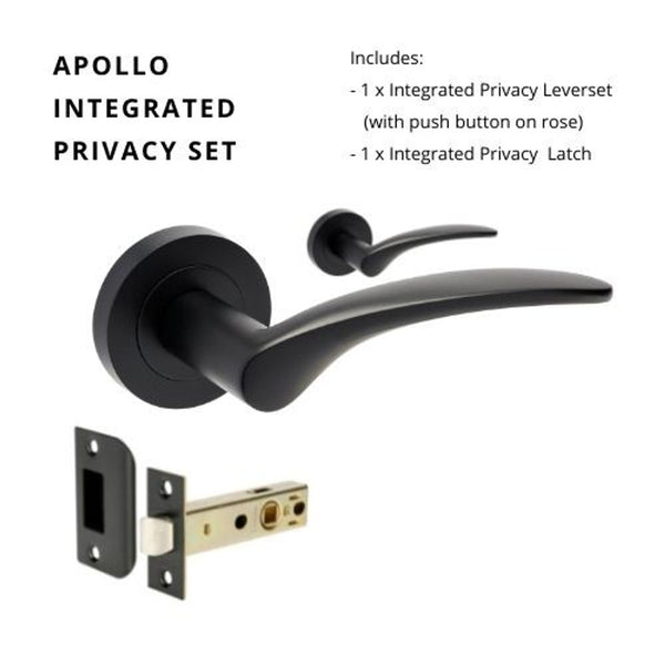 Zanda Apollo Privacy Lever Set Door Handle Matte Black