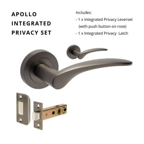 Zanda Apollo Privacy Lever Set Door Handle Graphite Nickel