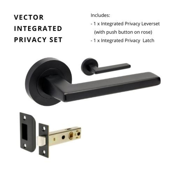 Zanda Vector Integrated Privacy Lever Set Door Handle Matte Black