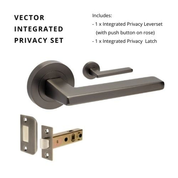 Zanda Vector Integrated Privacy Lever Set Door Handle Graphite Nickel