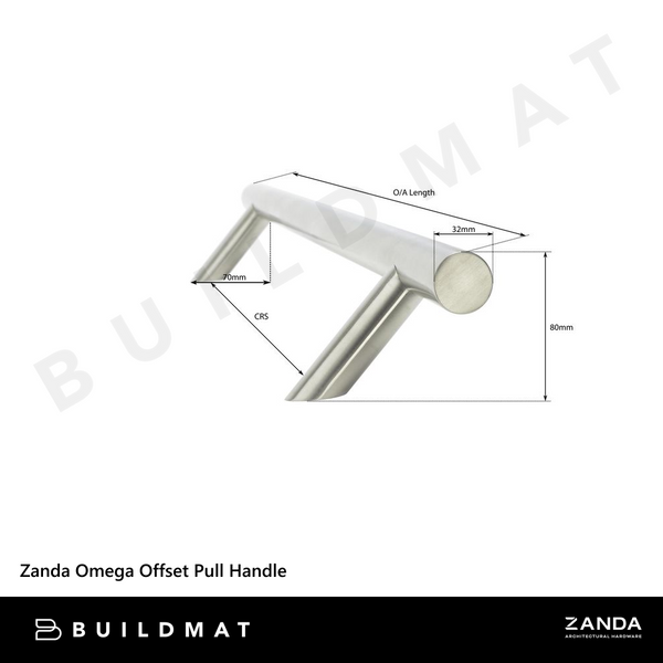 Zanda Omega Offset Pull Handle 1800mm Stainless Steel
