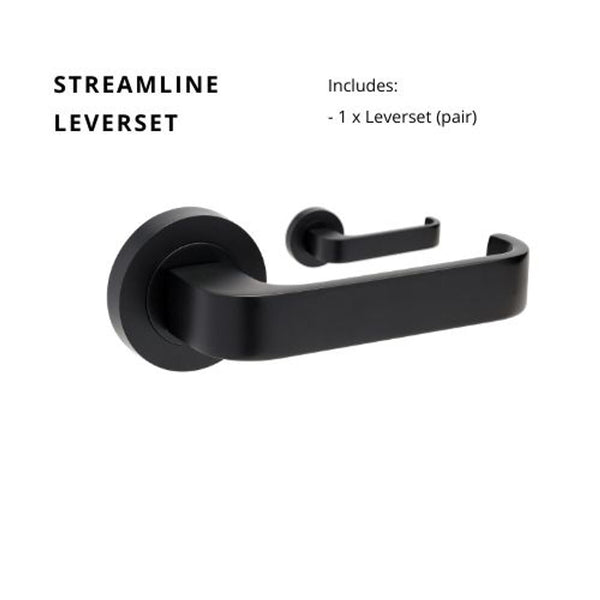 Zanda Streamline Lever Set Door Handle Only Matte Black