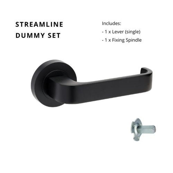 Zanda Streamline Dummy Lever Set Door Handle Matte Black