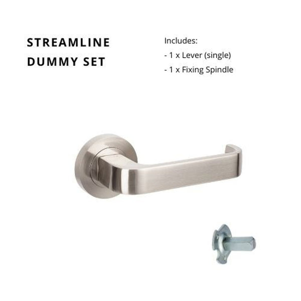 Zanda Streamline Dummy Lever Set Door Handle Brushed Nickel