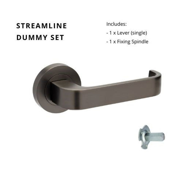 Zanda Streamline Dummy Lever Set Door Handle Graphite Nickel