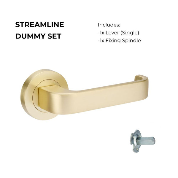 Zanda Streamline Dummy Lever Set Door Handle Satin Brass