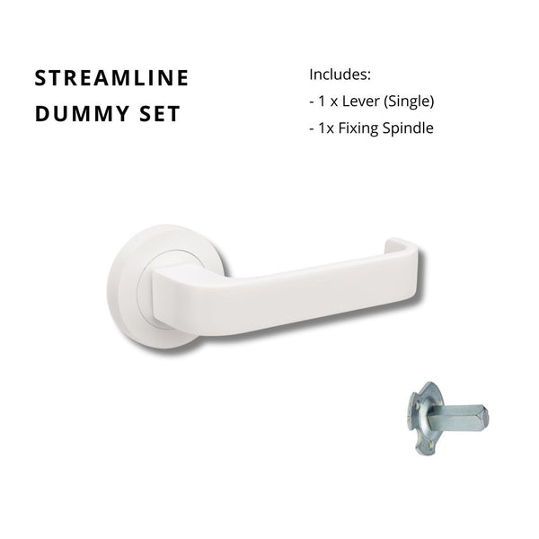 Zanda Streamline Dummy Lever Set Door Handle Matte White