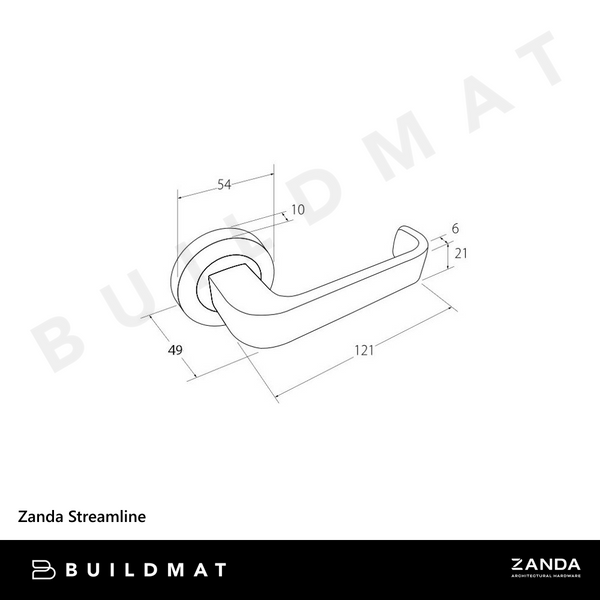 Zanda Streamline Lever Set Door Handle Only Matte Black