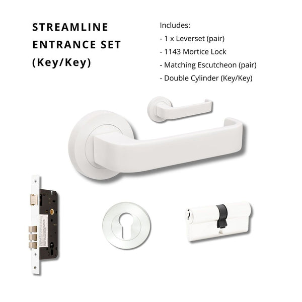 Zanda Streamline Entrance Set Lever Door Handle Matte White